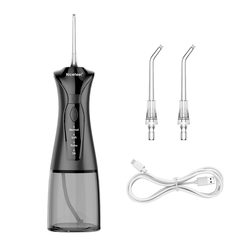 1400mAh Black Cordless Water Flosser Battery Operated Oral Irrigator