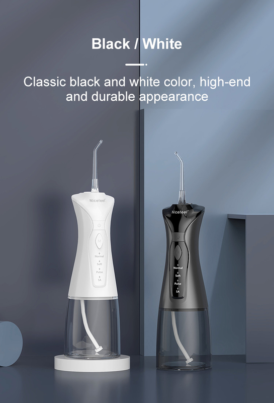 1400mAh Black Cordless Water Flosser Battery Operated Oral Irrigator