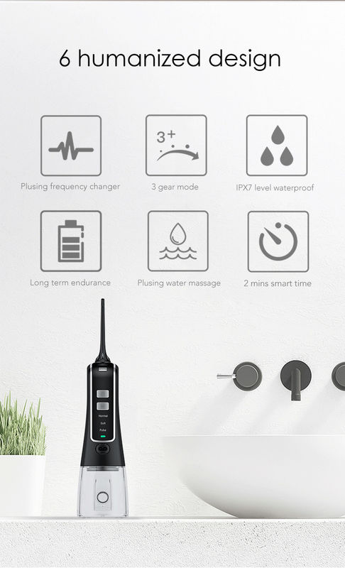 Waterproof IPX7 Shower Water Flosser Cordless Oral Irrigator 300ml Water Tank